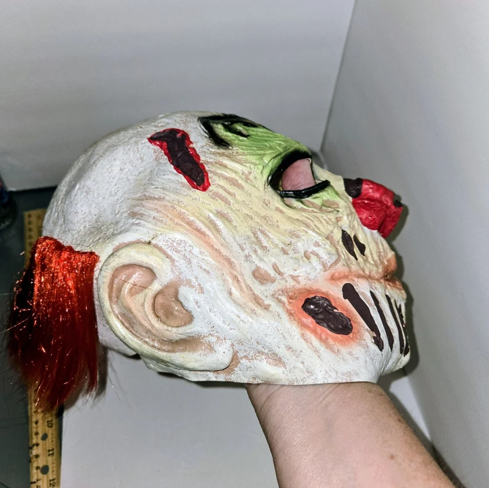 Colorful Clown Mask with Red Hair Halloween Costume